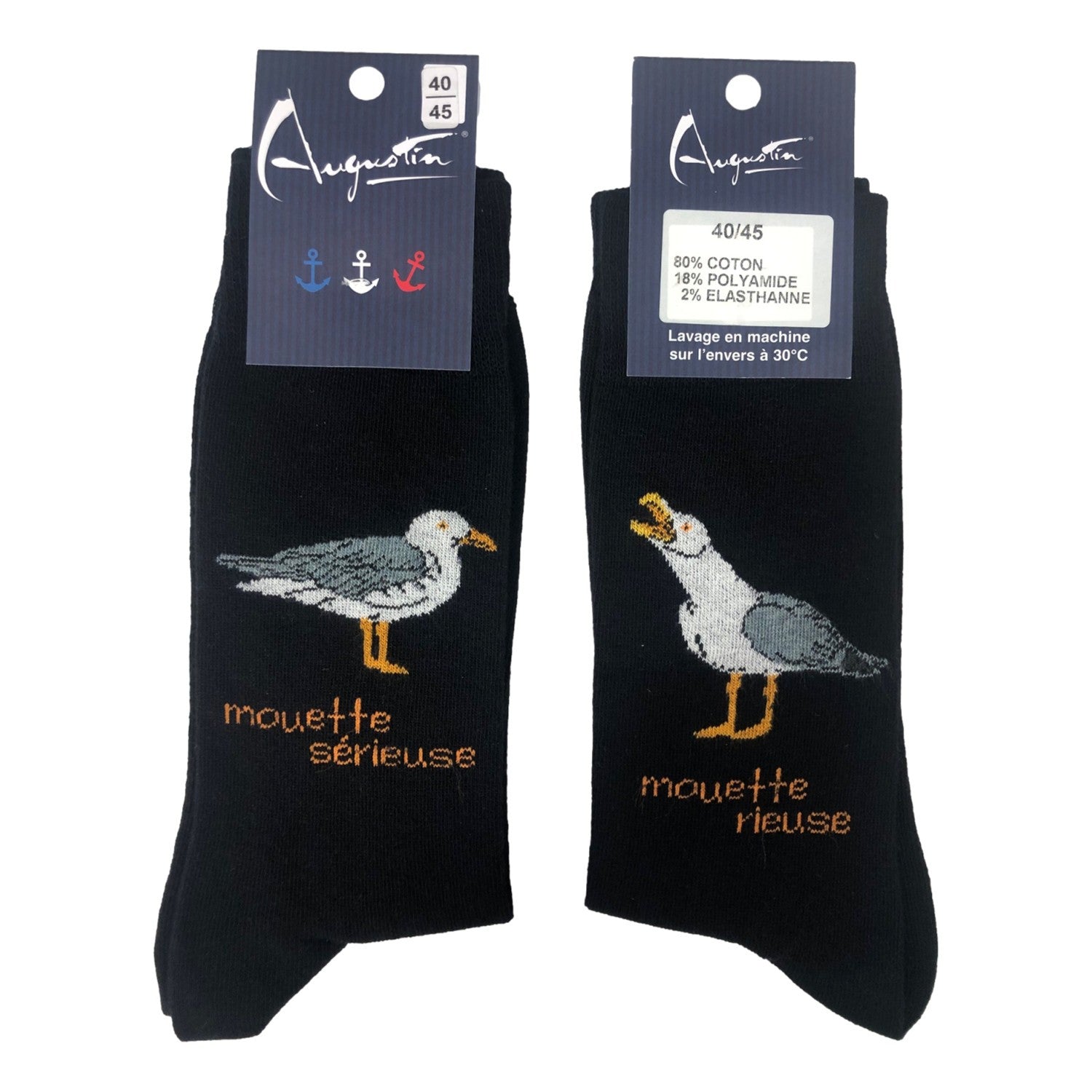 Chaussettes dépareillées mouette rieuse / mouette  sérieuse – Boutique Augustin