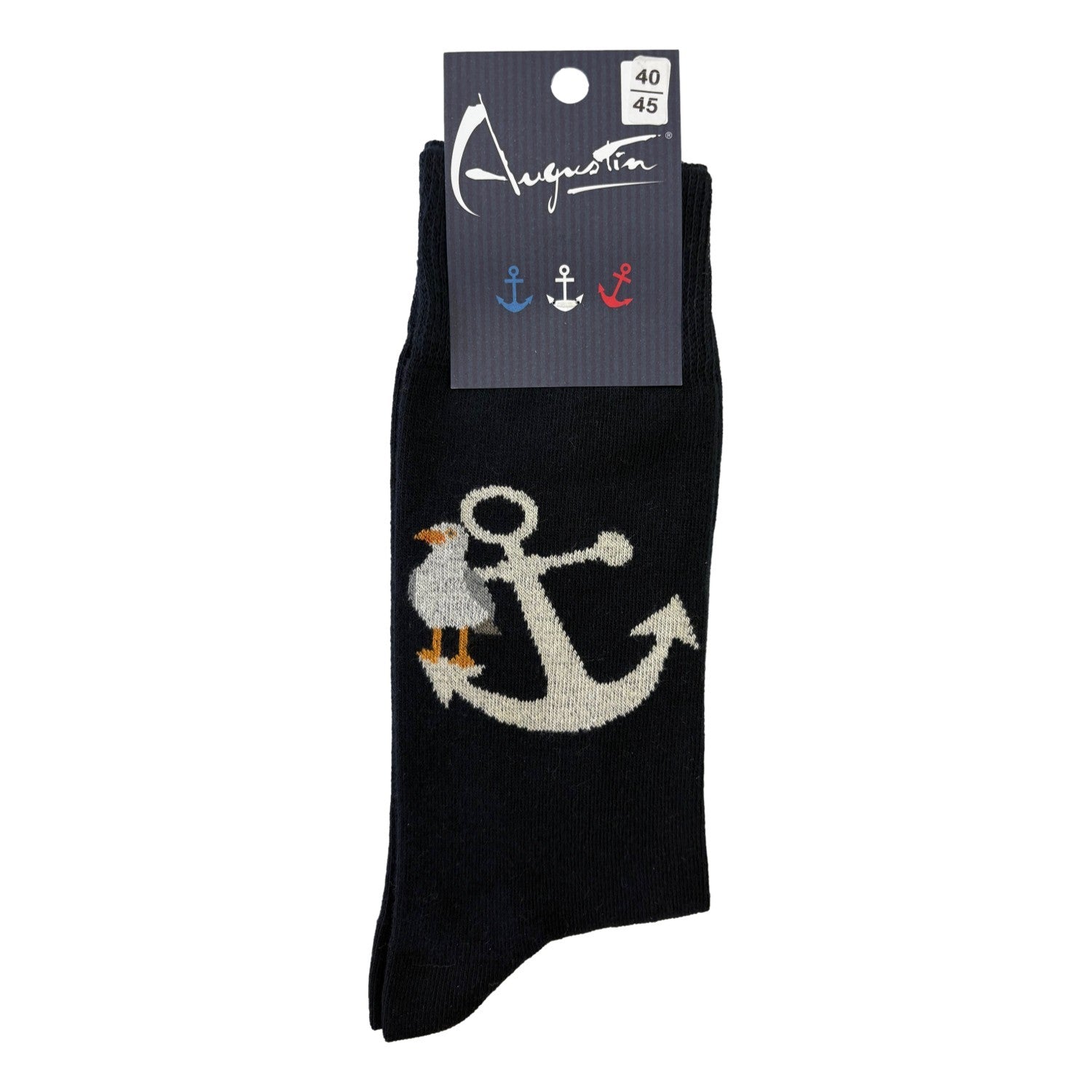 Chaussettes mouette posée sur une ancre – Boutique Augustin (vue 2)