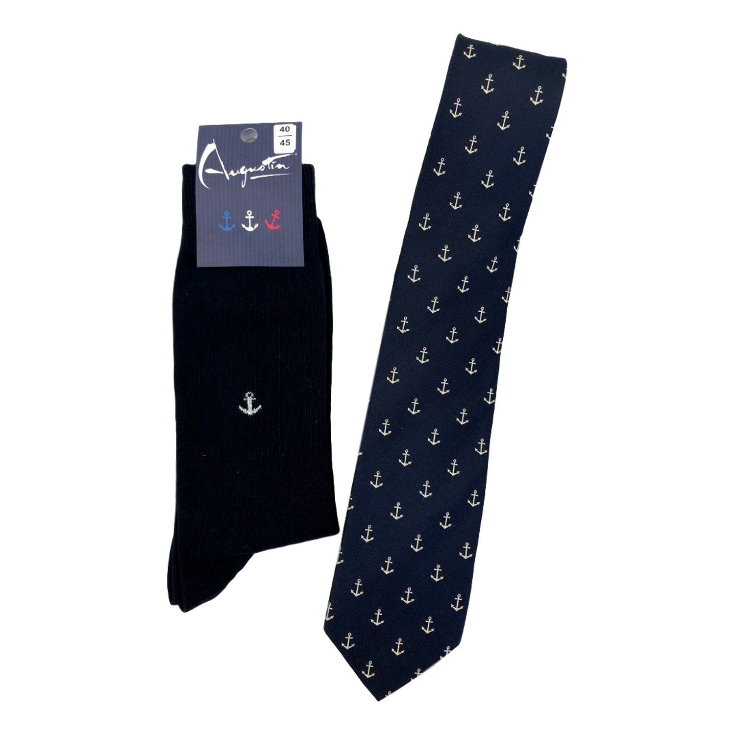 Coffret cravate & chaussettes Ancre marine – Boutique Augustin